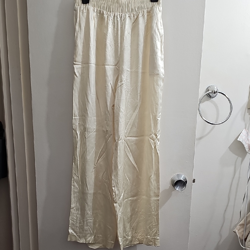 Elegant Cream Satin Pants